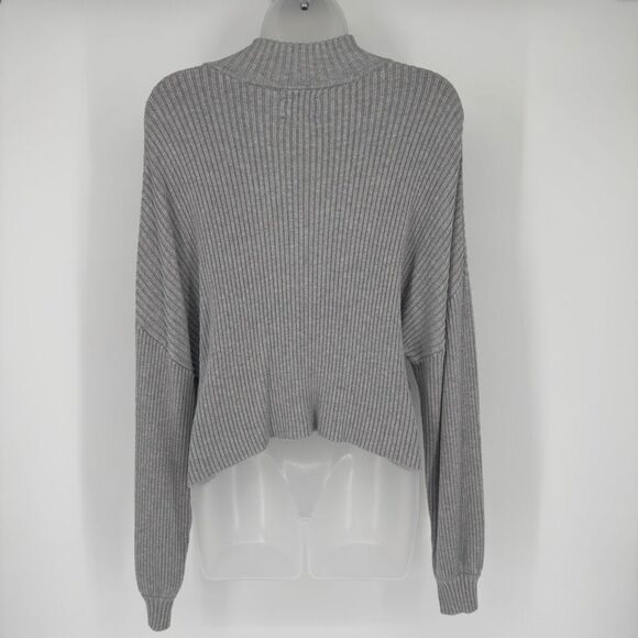 ASOS Design Gray Ribbed Half Zip Sweater Women’s 10 Tall Knit Pullover Preppy - Picture 5 of 9